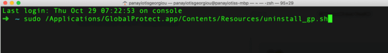 Disinstalla GlobalProtect su Mac usando Terminale
