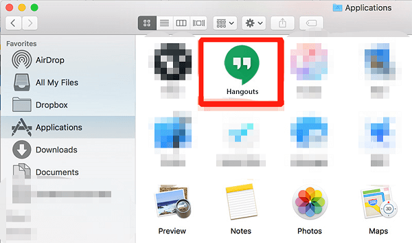 Disinstalla manualmente Hangouts su Mac