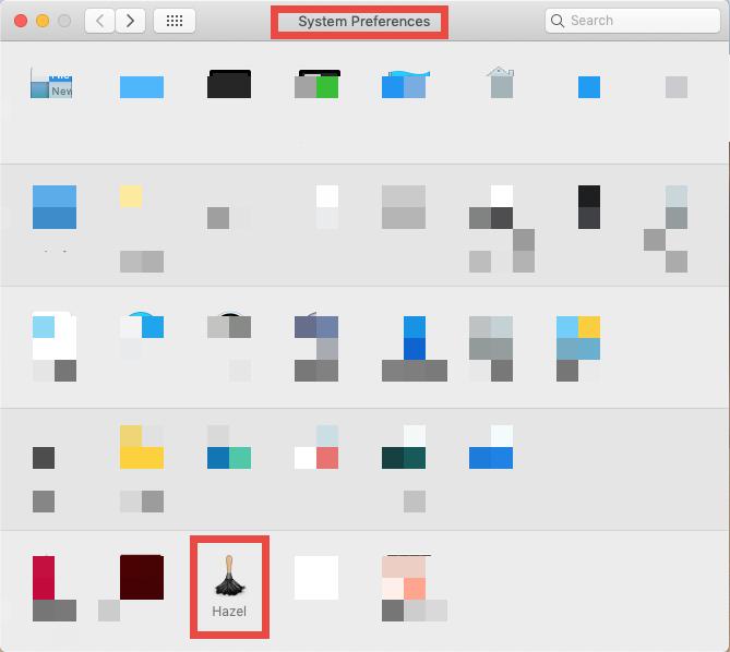 Rimuovi Hazel dalle Preferenze di Sistema del Mac