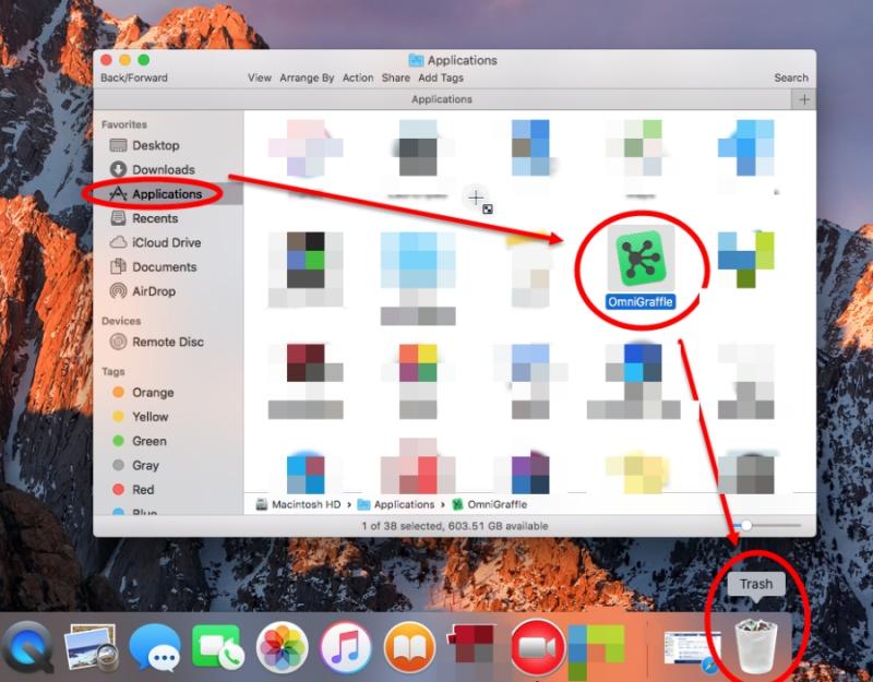 Rimuovi Omnigraffle dal Mac manualmente