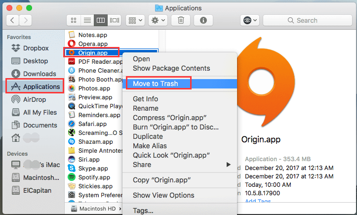 Disinstallare Origin su Mac manualmente