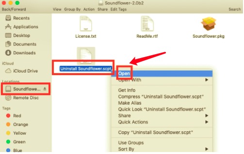 Disinstalla Soundflower su Mac tramite Pacchetto