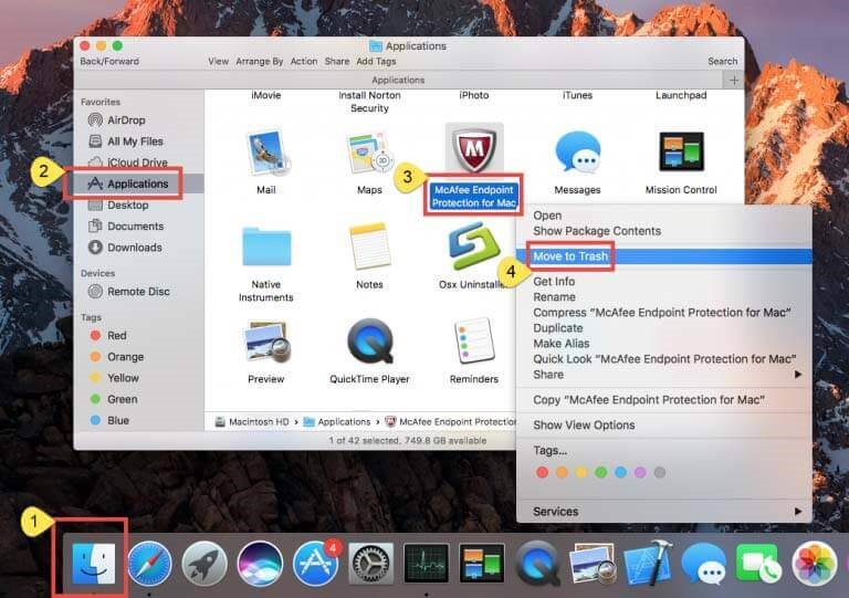 disinstallare McAfee su Mac manualmente