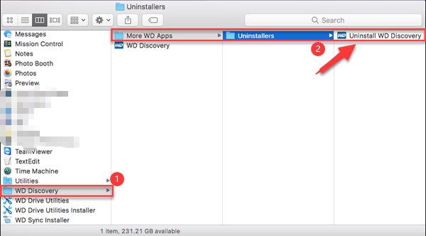 Rimuovere WD Discovery dal Mac utilizzando il suo programma di disinstallazione