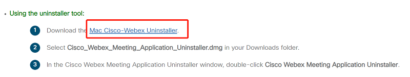Disinstalla Cisco Webex su Mac con il relativo programma di disinstallazione