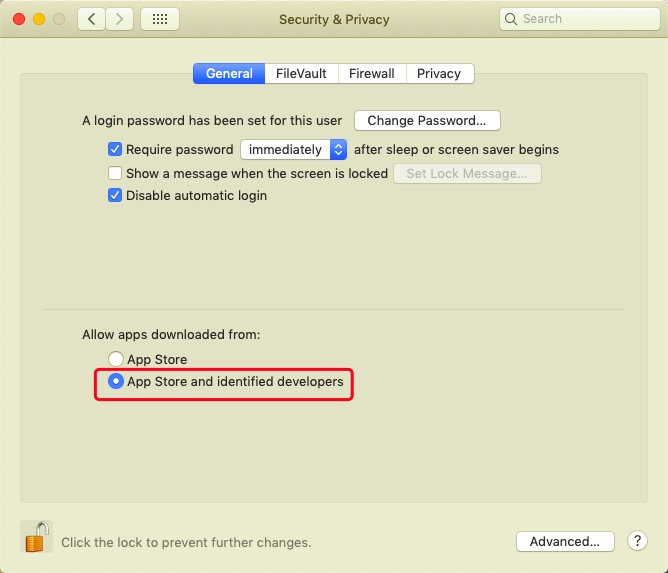 Modifica le preferenze di sicurezza per il download delle applicazioni su Mac