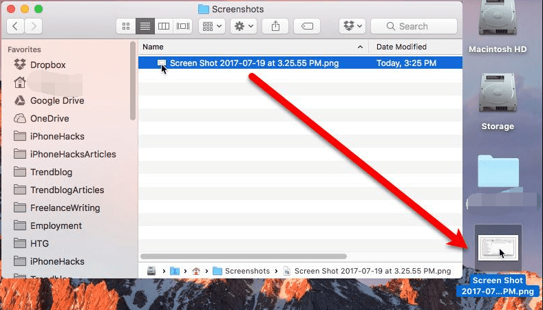 Cambia la posizione dello screenshot su Mac