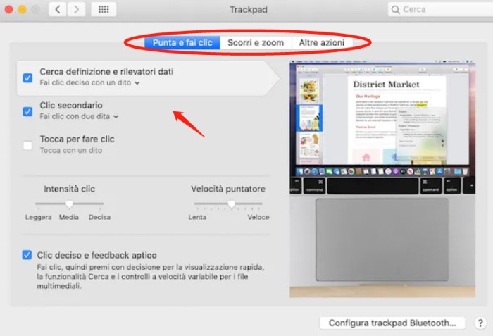 Fare tasto destro Mac con Trackpad