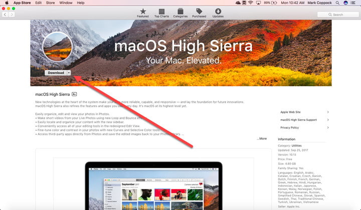 Scarica macOS High Sierra