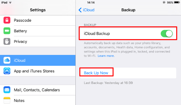 File di backup di iCloud