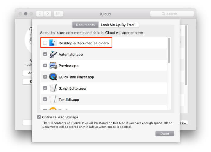 risolvere error di File Sharing con iCloud