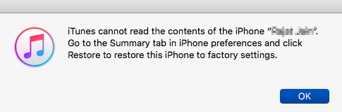 iTunes non è in grado di leggere i contenuti dell'iPhone
