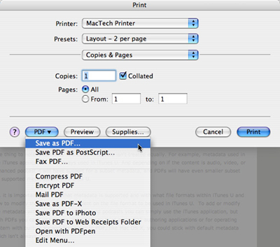 Macosx Stampa Salva come Pdf