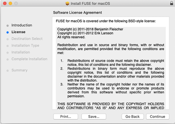 Osxfuse Installa licenza