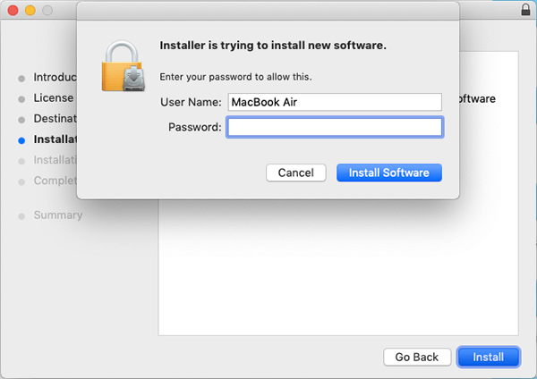 Osxfuse Installa password