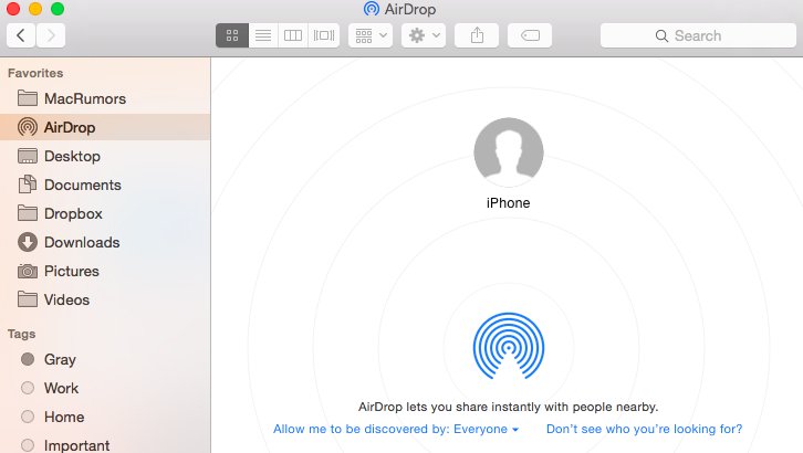 Trasferisci foto da Mac a iPhone utilizzando AirDrop