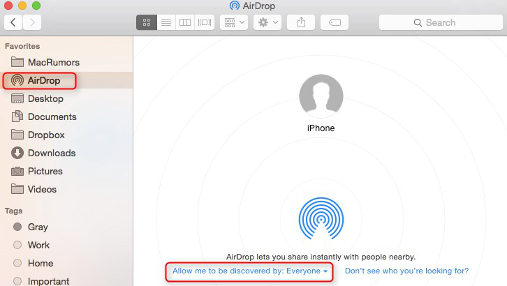 Attivare AirDrop su iOS e su Mac