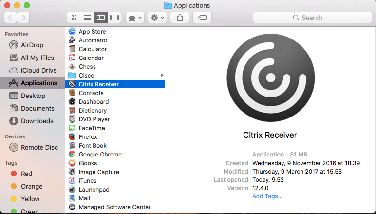 Disinstallare Citrix Receiver da Mac