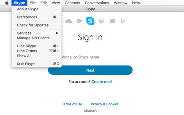 Disinstalla Skype su Mac