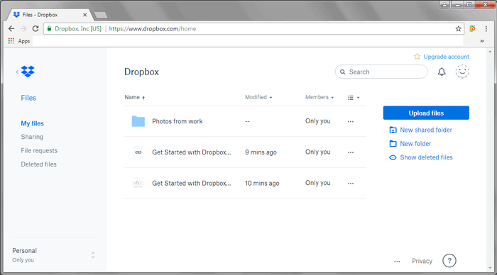 Utilizzo di Dropbox per trasferire i file