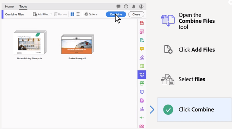 Combina file PDF utilizzando Adobe