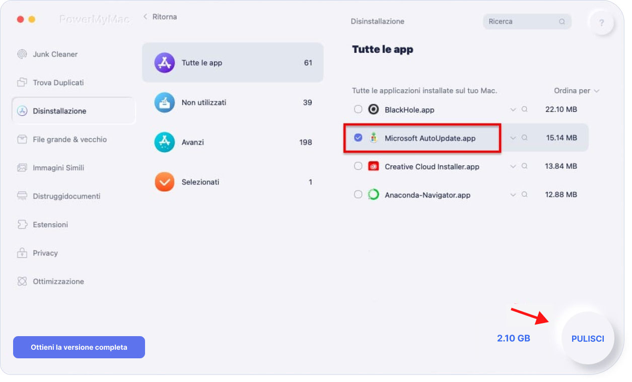 Disinstalla completamente Microsoft AutoUpdate su Mac