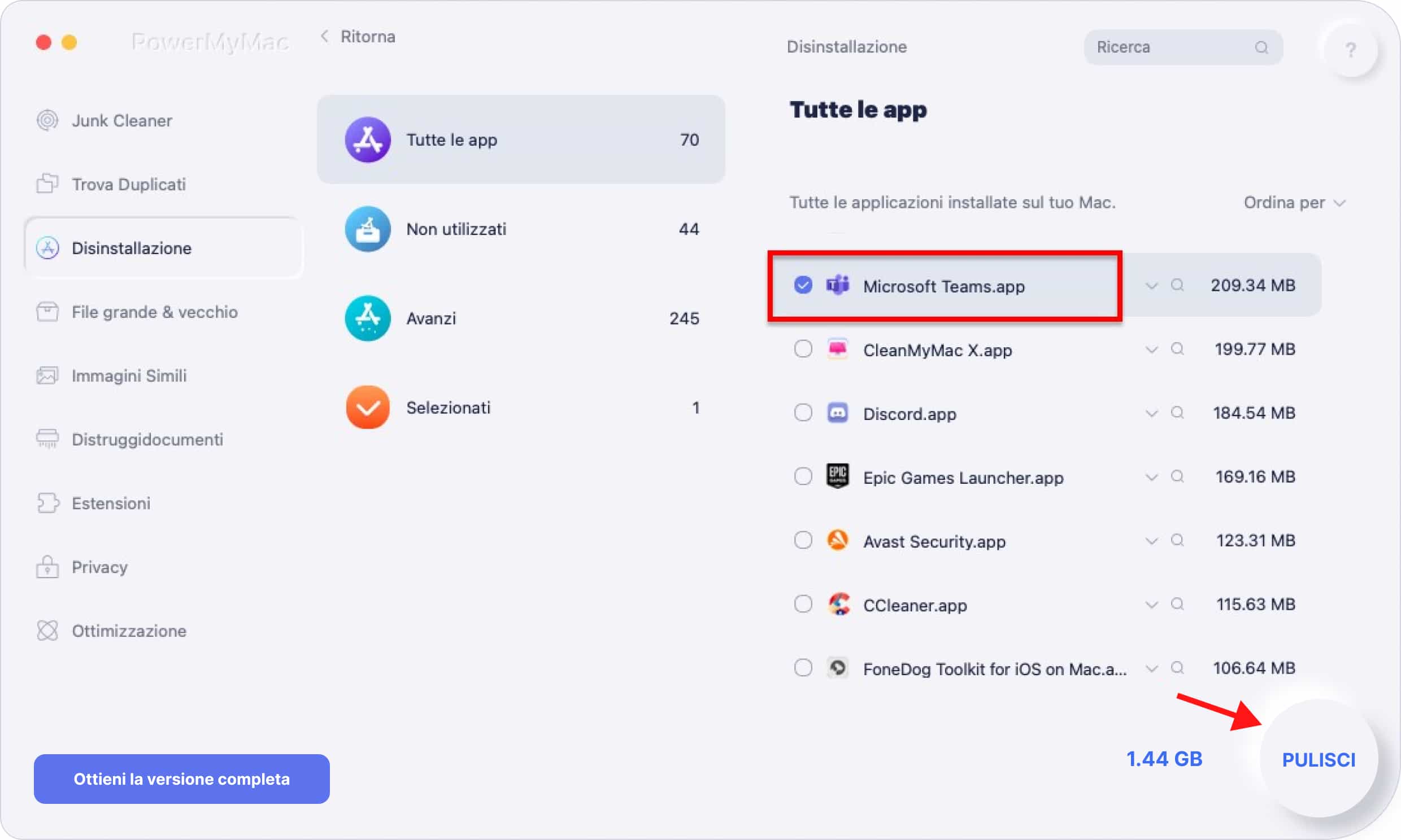 Disinstalla completamente Microsoft Teams da Mac