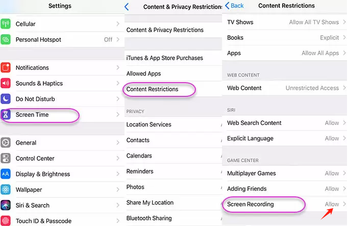 Registrazione schermo fissa senza audio su iPhone