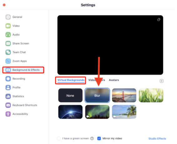 Sfocatura dello sfondo dello zoom su Mac