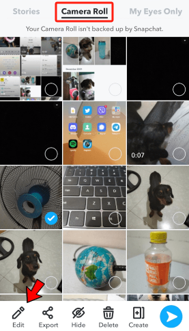 Modifica un video su Snapchat dal Rullino fotografico