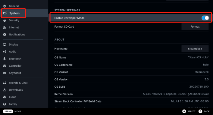 Registra con uno Steam Deck
