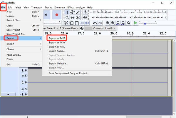 Registra da YouTube a MP3 con Audacity