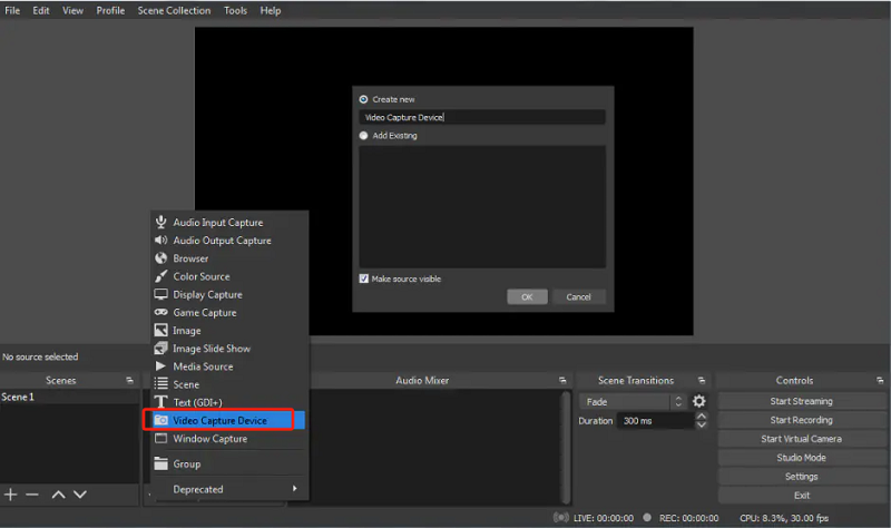 Registra video con la webcam su Windows tramite OBS