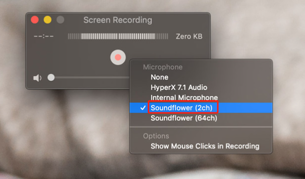 Esegui la registrazione dello schermo QuickTime con audio tramite Soundflower