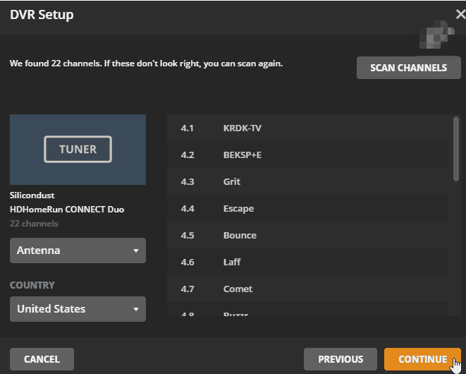 Registra la TV via antenna con cavo