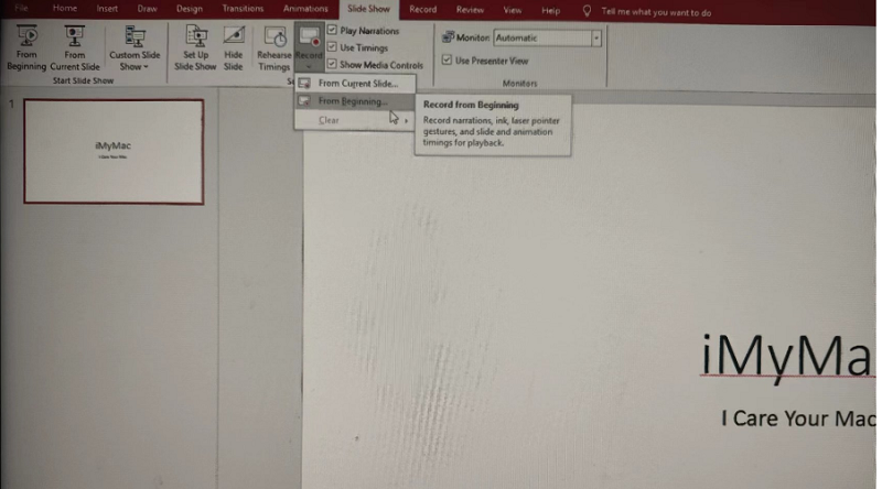 Registra audio su PowerPoint su Windows