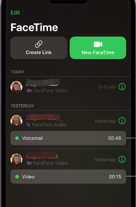 Segni di registrazione dello schermo durante una chiamata FaceTime