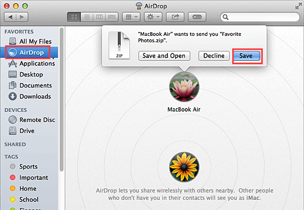 AirDrop da Mac a iPhone