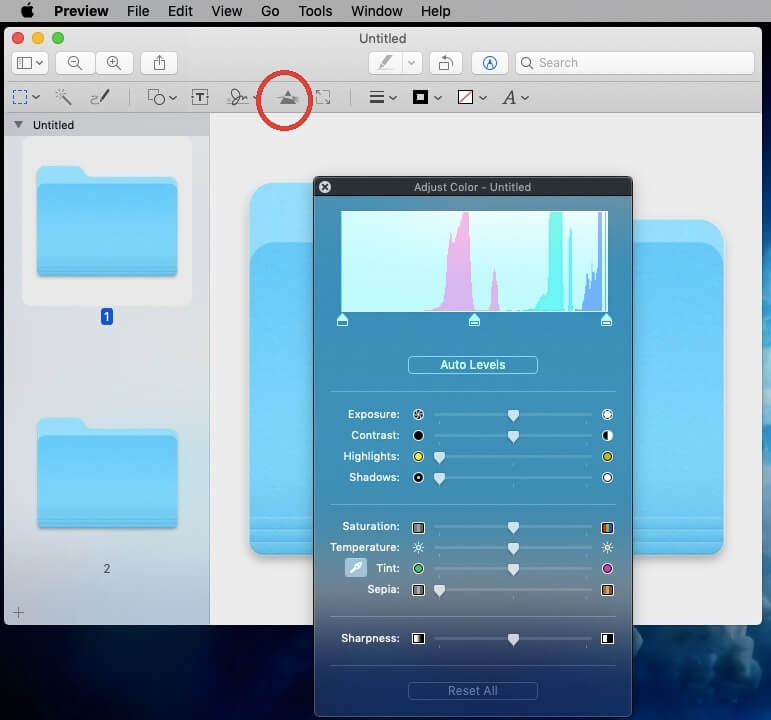 Cambiare il colore della cartella su Mac usando Anteprima