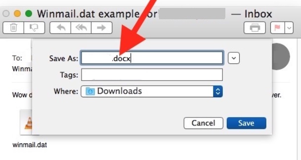 Apri Winmail.dat su Mac modificando il nome dell'estensione