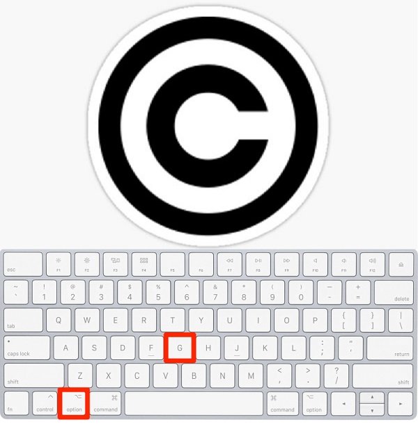 Digita un simbolo di copyright sulla tastiera del Mac