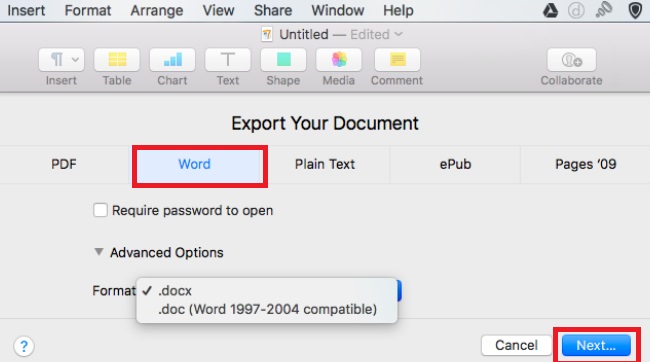 Come esportare i file di Pages in un documento Word