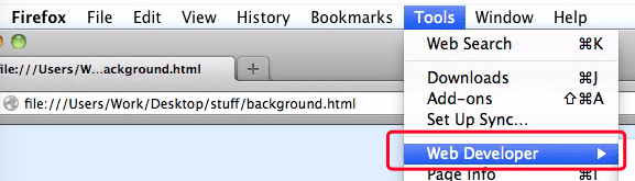 Ispeziona l'elemento su Mac utilizzando il browser Firefox