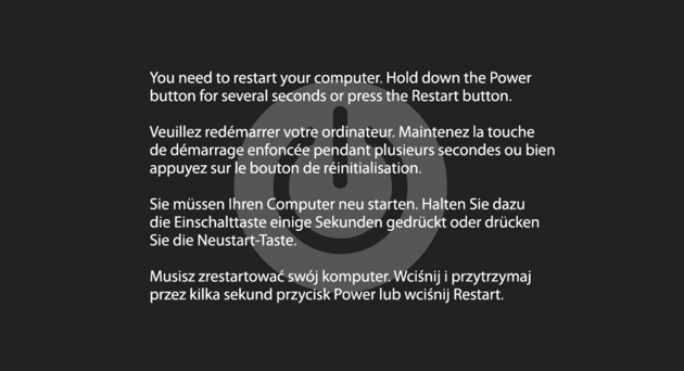 Kernel Panic su Mac - messaggio error