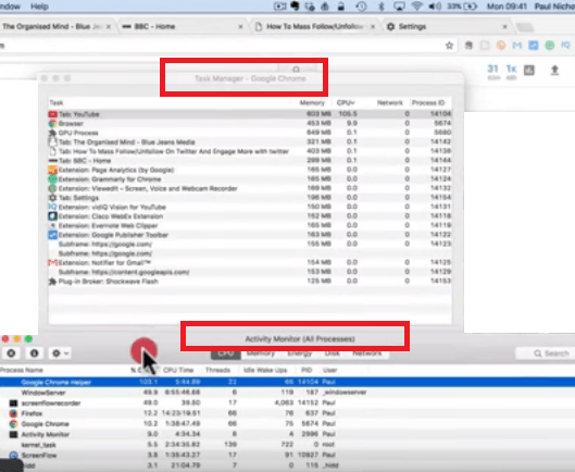 Avvia Activity Monitor del tuo Mac