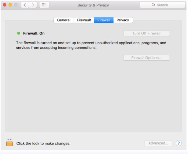 disattivare il Firewall su Mac 