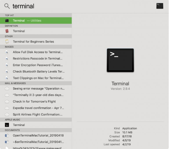 Apri Terminal su Mac