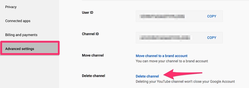 Passaggi per eliminare il canale YouTube