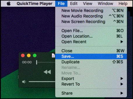 Salva GIF utilizzando QuickTime Player