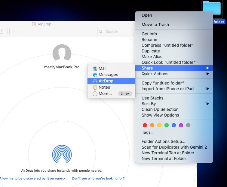 Condividi i tuoi file con AirDrop del Mac